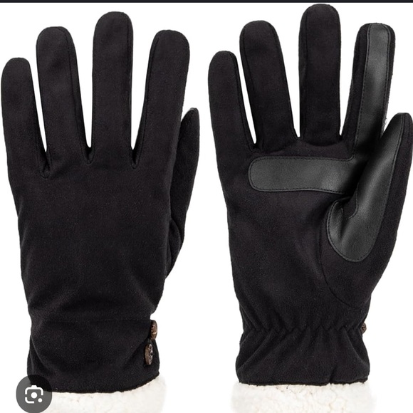 Isotoner Women's Black Microsuede Gloves with Faux Fur Cuff - Picture 2 of 5